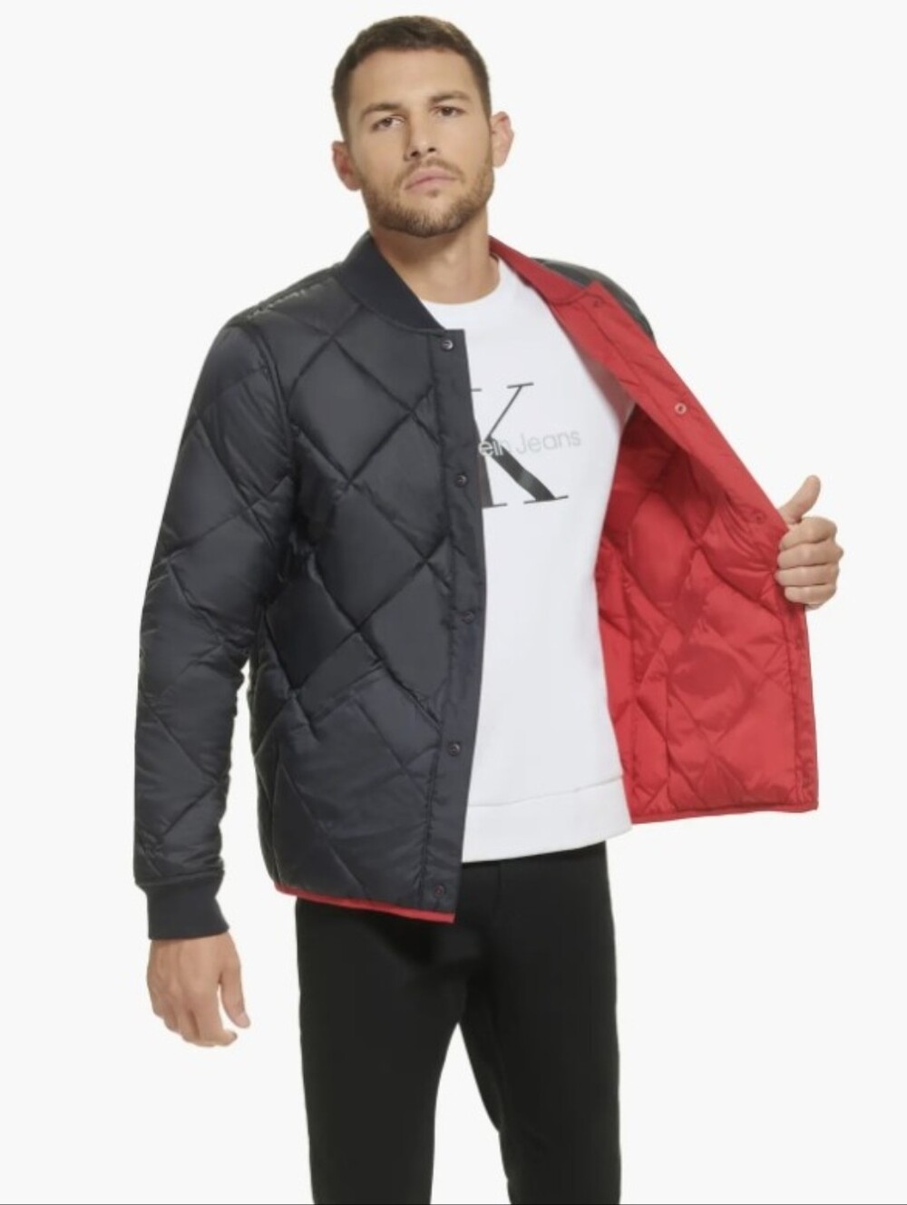 NWT Calvin Klein Mens Reversible Diamond Quilted Jacket - Size MEDIUM